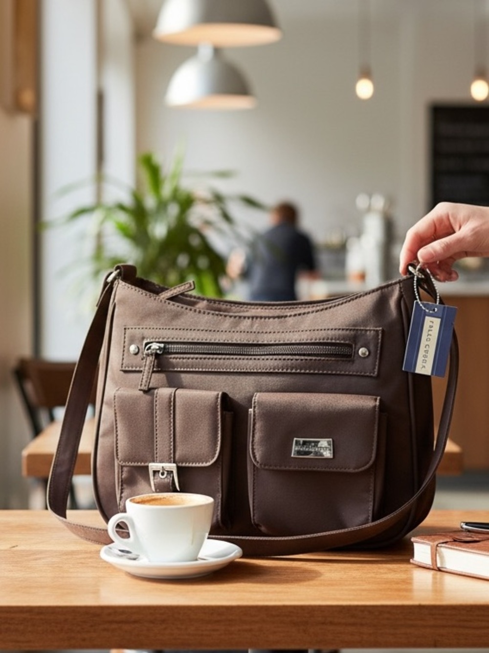 Falls Creek Brown Shoulder Bag with Front Pockets